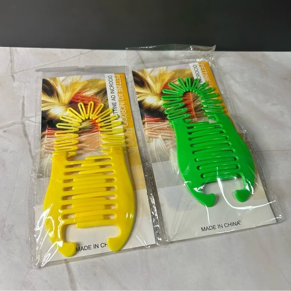 Yellow and Green Hair Combs Set of Two
